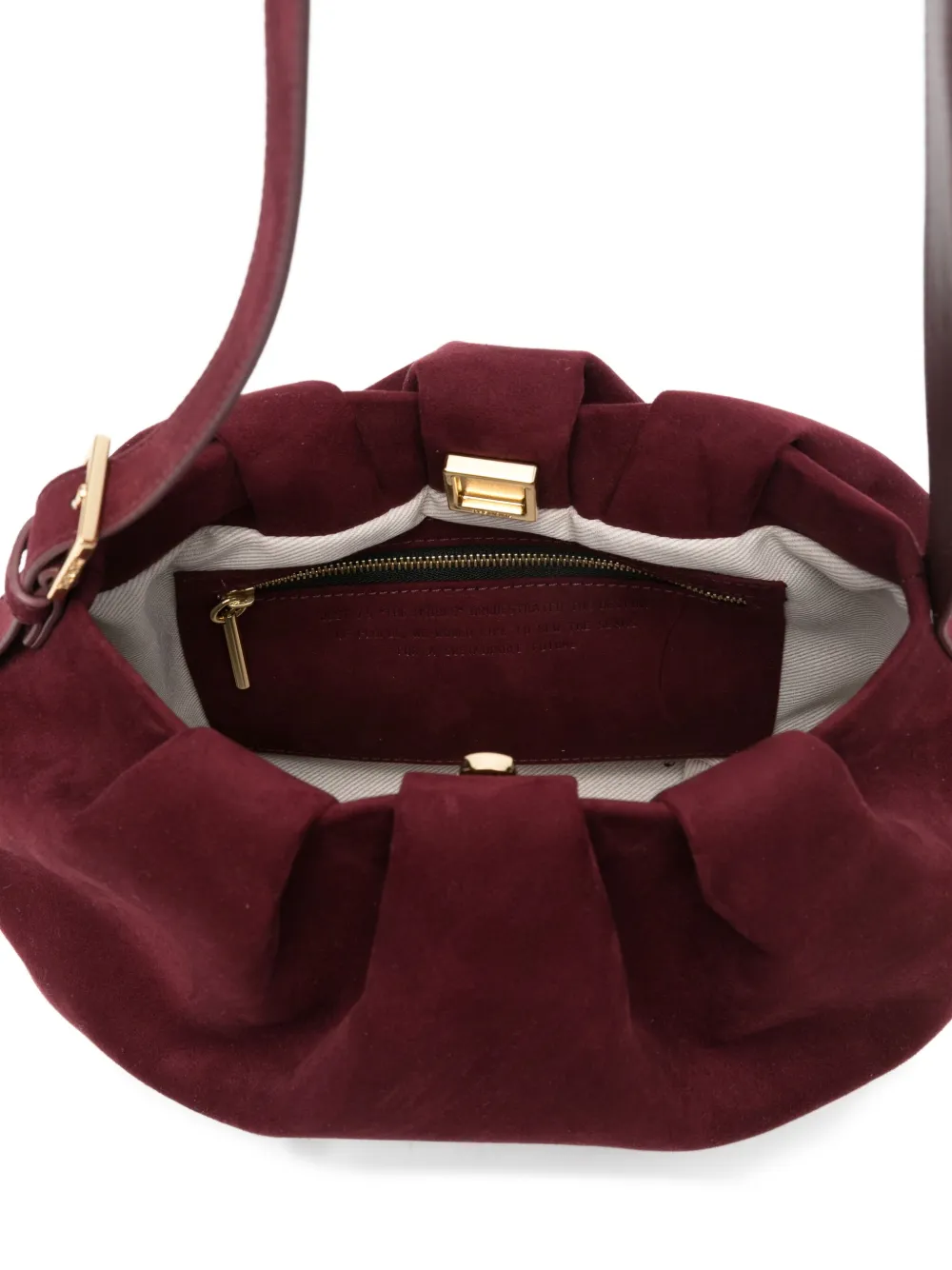 Themoirè Tia schoudertas met gesmockt detail Rood