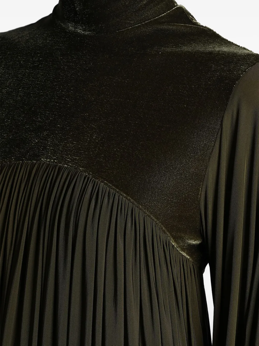 ZIMMERMANN Memento geplooide jurk met hoge hals Groen