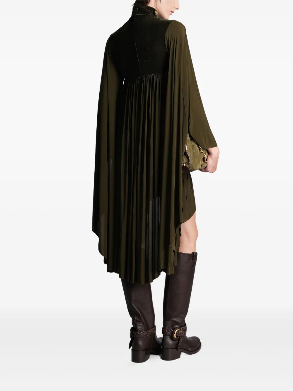 ZIMMERMANN Memento geplooide jurk met hoge hals Groen