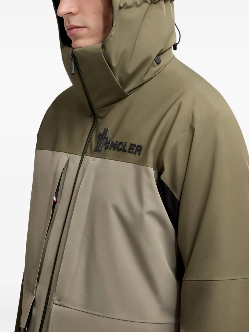 Moncler Padded Ski Jacket Featuring Removable Hood In Green