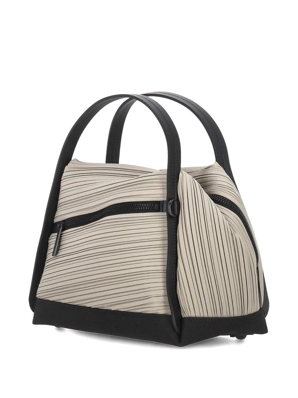 Issey Miyake Pleated Zip Tote Bag In Neutral