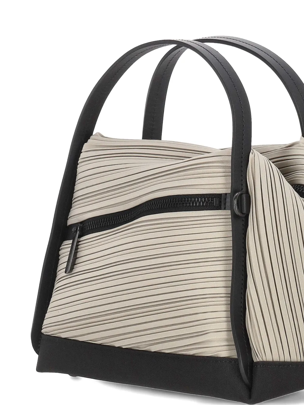 Issey Miyake Pleated Zip Tote Bag In Neutral