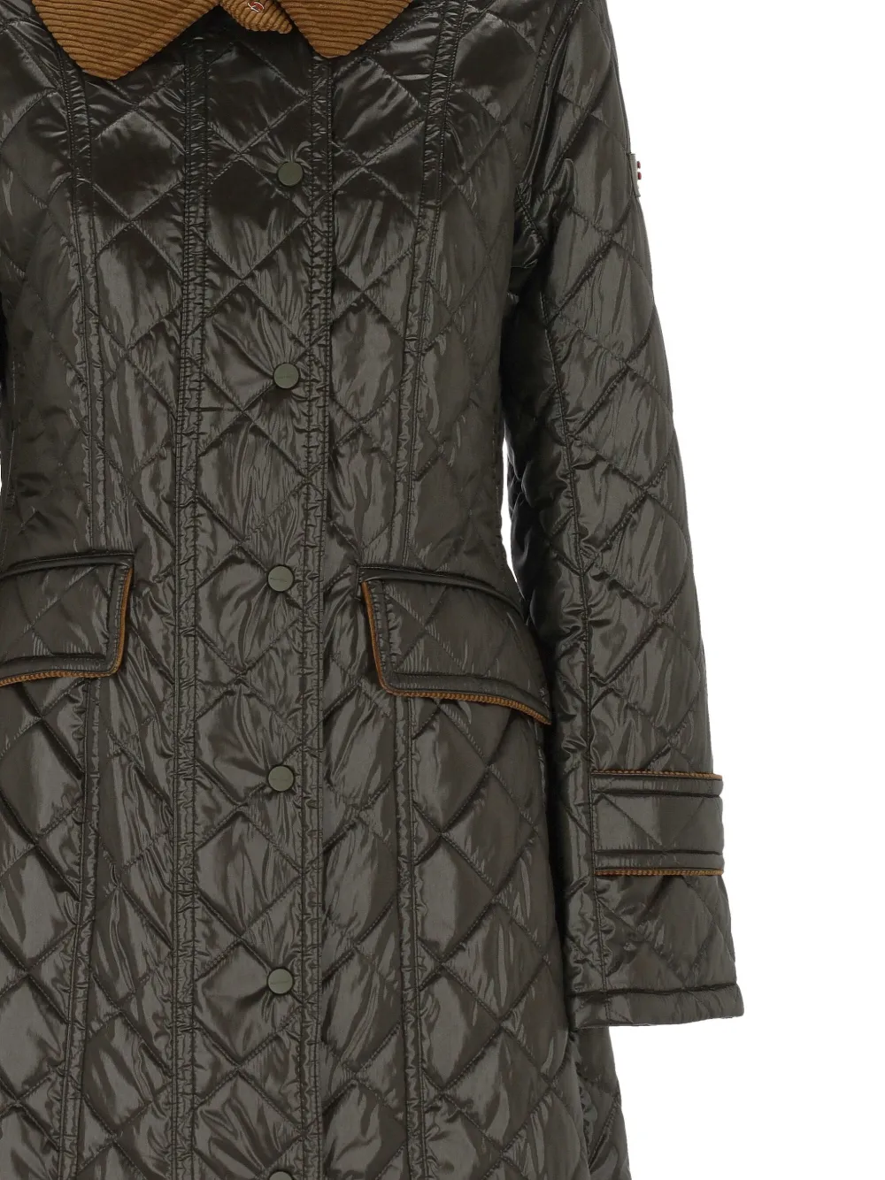 Peuterey Corduroy-collar Quilted Coat In Green