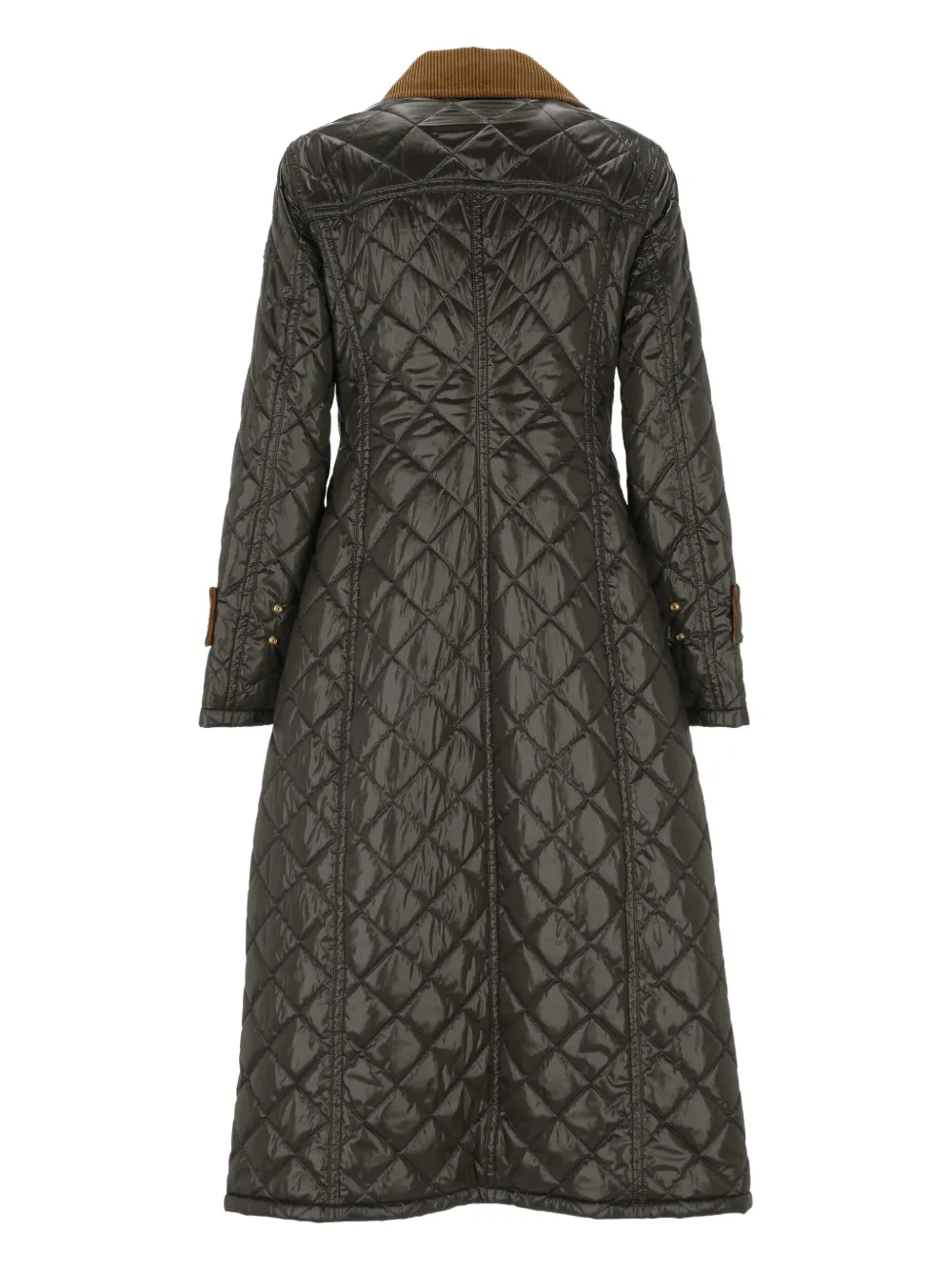 Peuterey Corduroy-collar Quilted Coat In Green