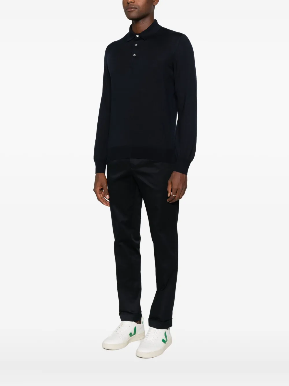 Gran Sasso Wool Polo Sweater In Black