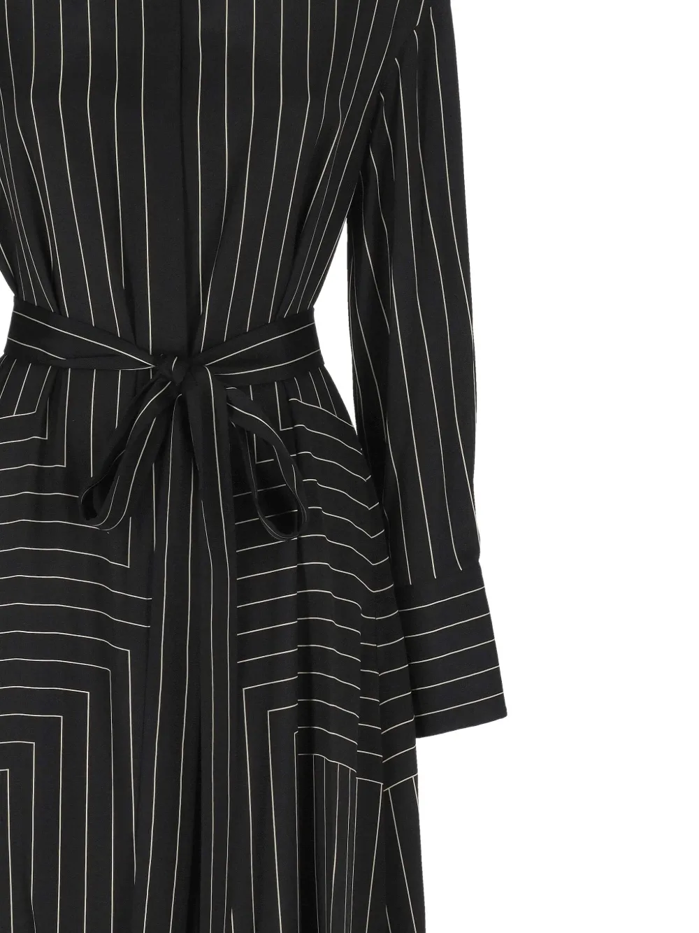 Joseph Orlana Striped Belted Midi Dress In Black