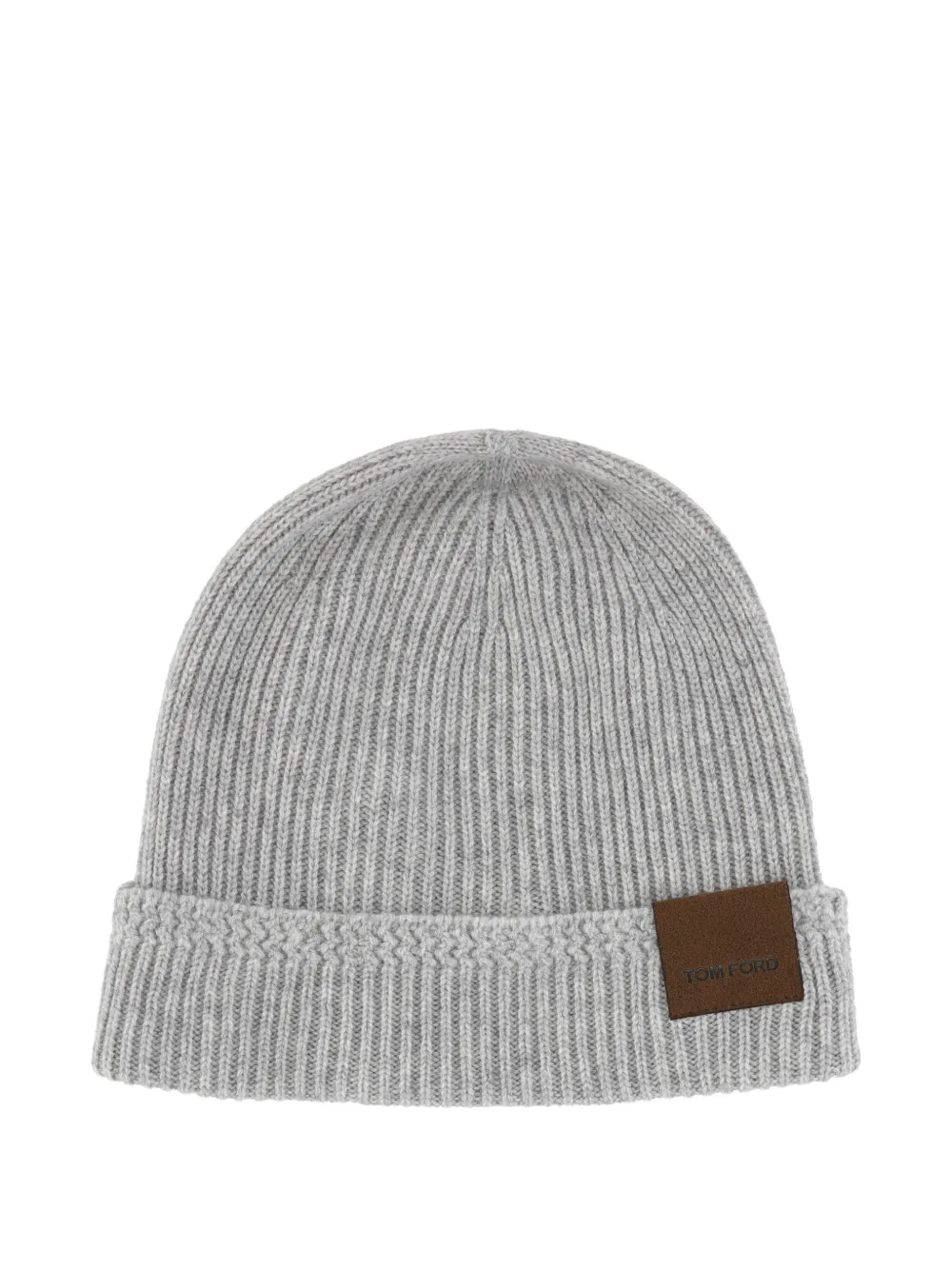 TOM FORD ribbed patch beanie - グレー TOM FORD ribbed patch beanie - グレー