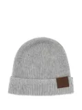 TOM FORD ribbed patch beanie - Grey