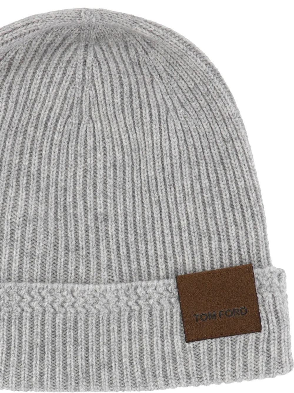 TOM FORD ribbed patch beanie - Grijs