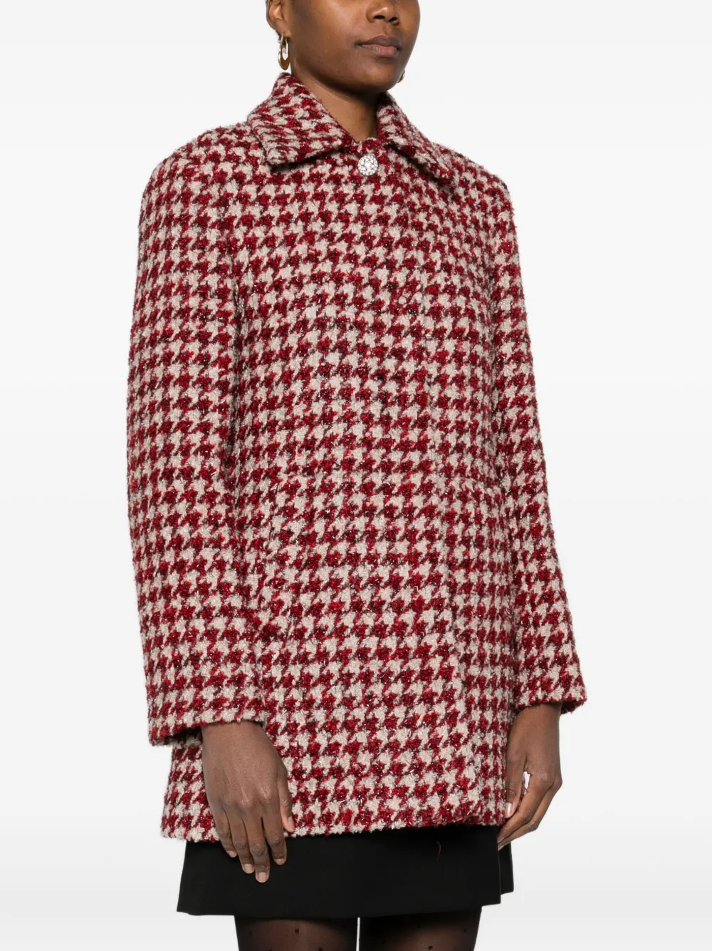 Liu •jo Houndstooth-pattern Pocketed Coat In Multi