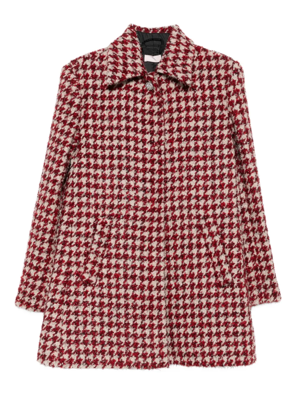LIU JO houndstooth-pattern pocketed coat | Red | Image 1