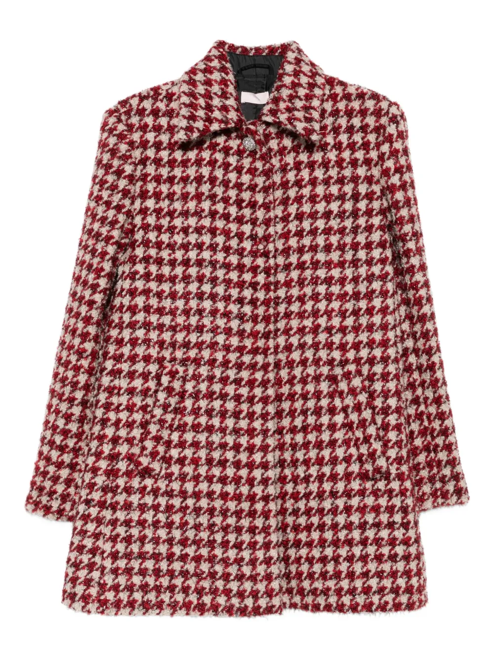 LIU JO houndstooth-pattern pocketed coat | Red | Image 1