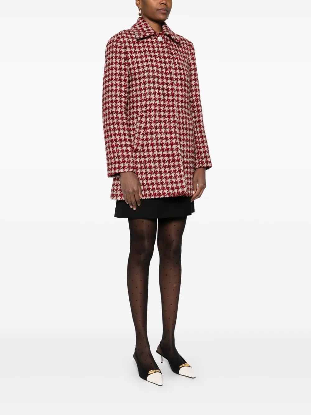 LIU JO Jas met pied-de-poule print en zakken Rood