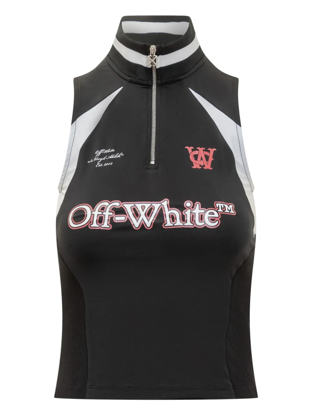 Off-white Sleeveless Top Featuring Contrast Panels In Black