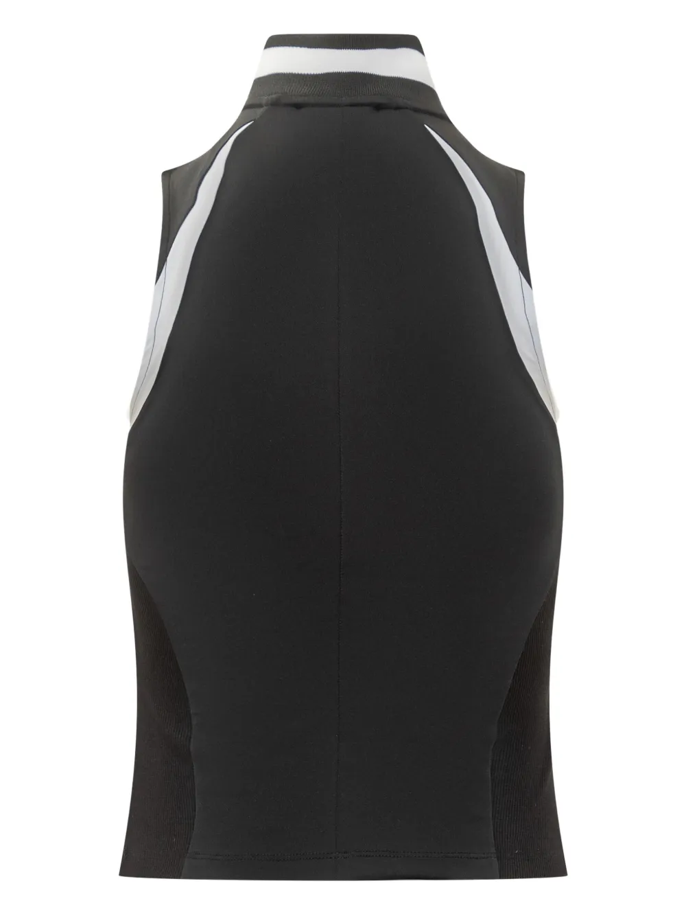 Off-White zip sleeveless polo top - Zwart