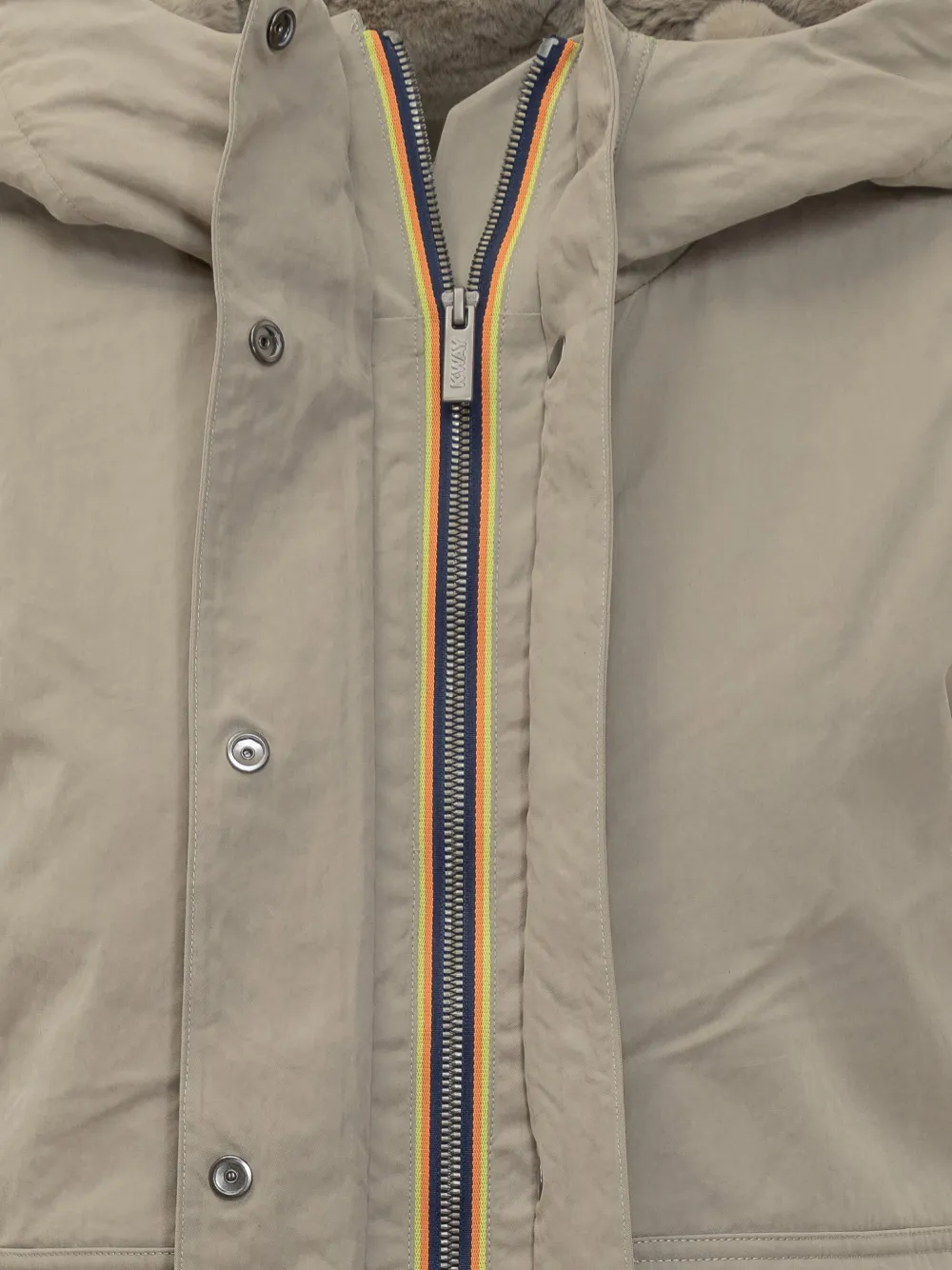 K-way Jacket With Hood And Synthetic Fur Lining In Neutral