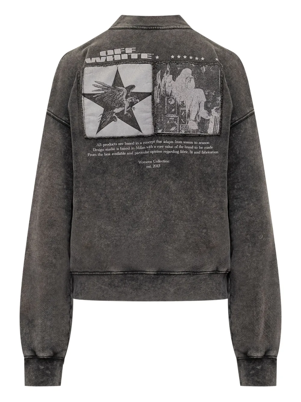 Off-white Black Washed Effect Sweatshirt With Logo In Gray