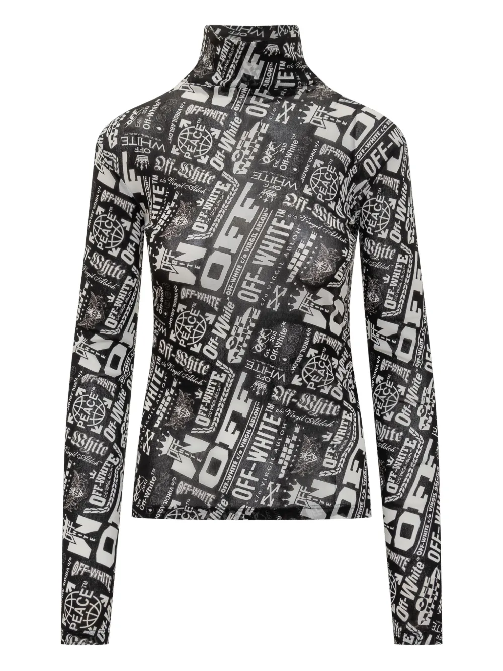 Off-White Top met lange mouwen en logo Zwart