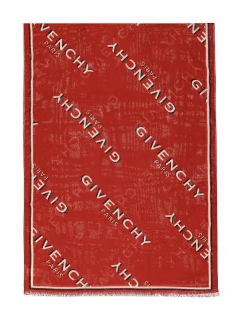 Givenchy logo-lettering frayed scarf