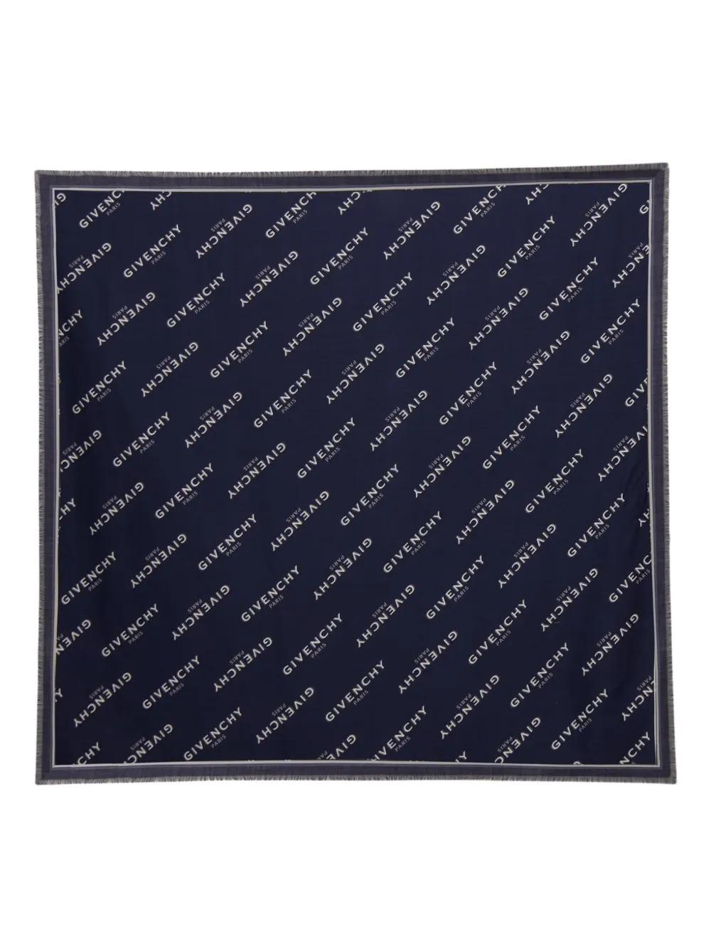 Givenchy monogram fringed scarf - ブルー Givenchy monogram fringed scarf - ブルー