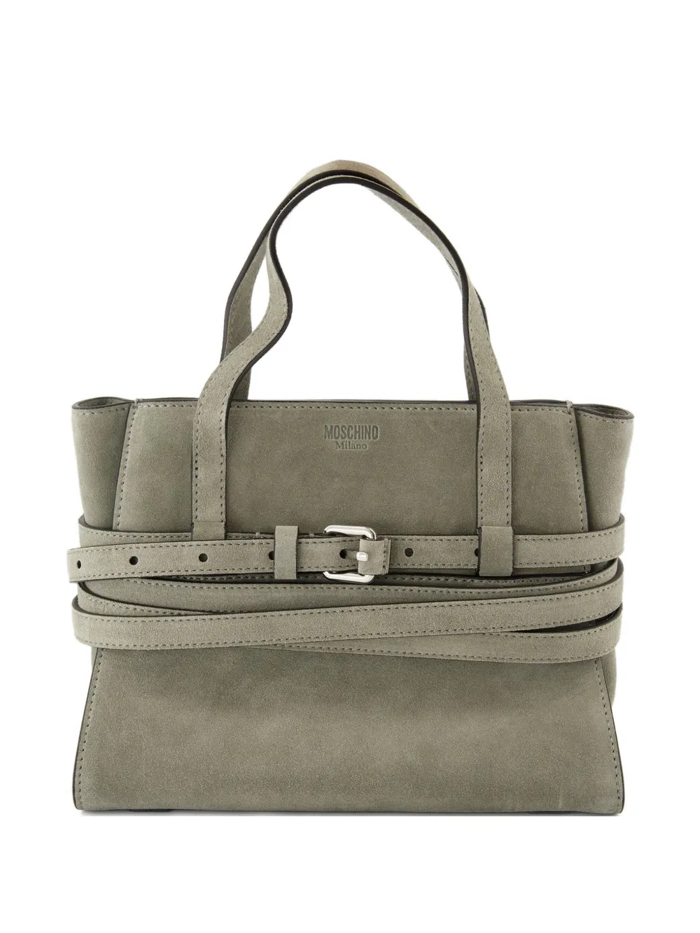Moschino Tie Me belt-detail tote bag - グリーン Moschino Tie Me belt-detail tote bag - グリーン