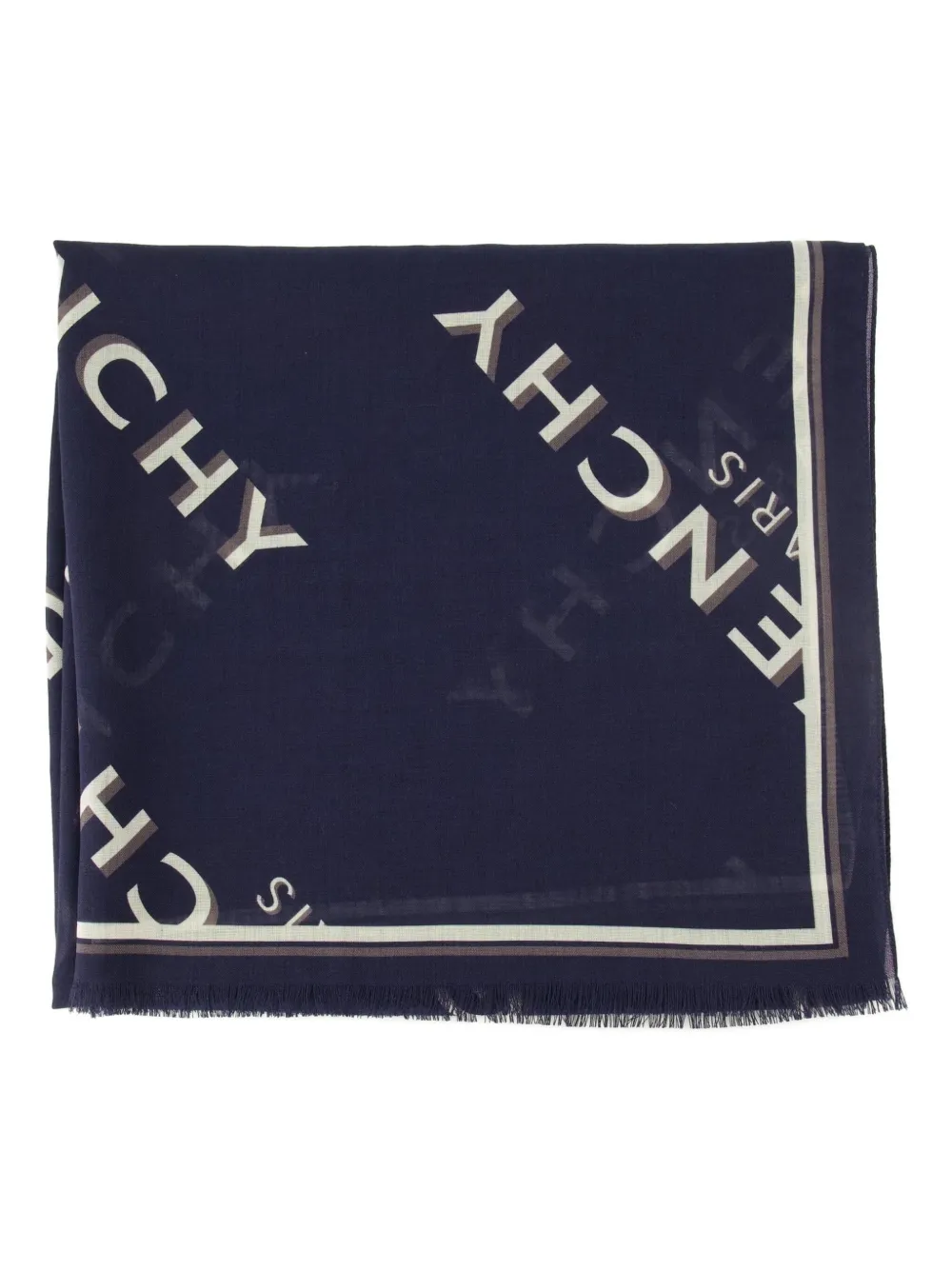 Givenchy monogram fringed scarf - Blauw