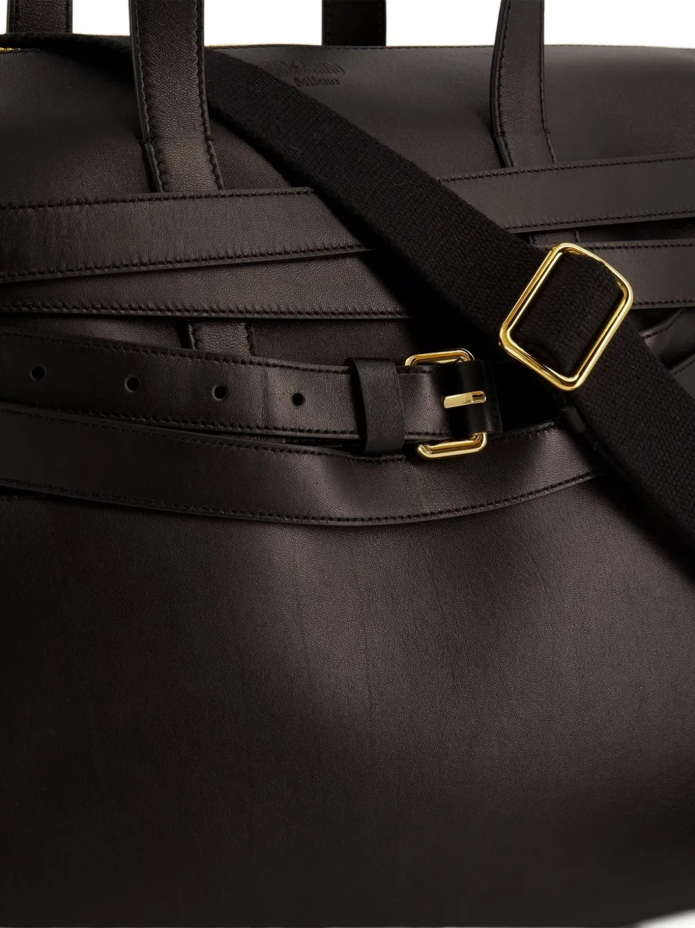 Moschino Belted Leather Tote Bag In Black