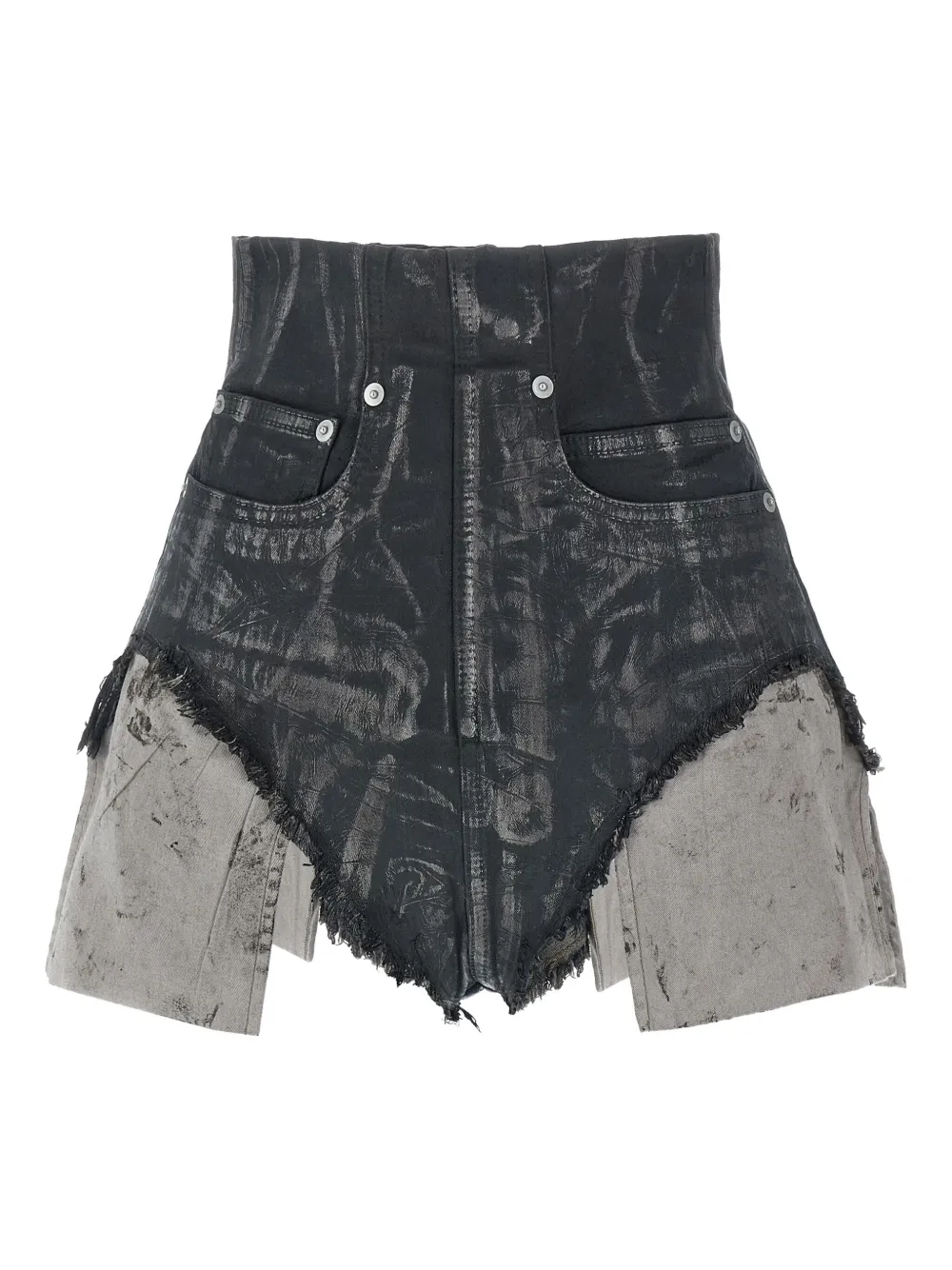 Rick Owens Drkshdw Dirt Cutoffs Coated Frayed Shorts In Blue