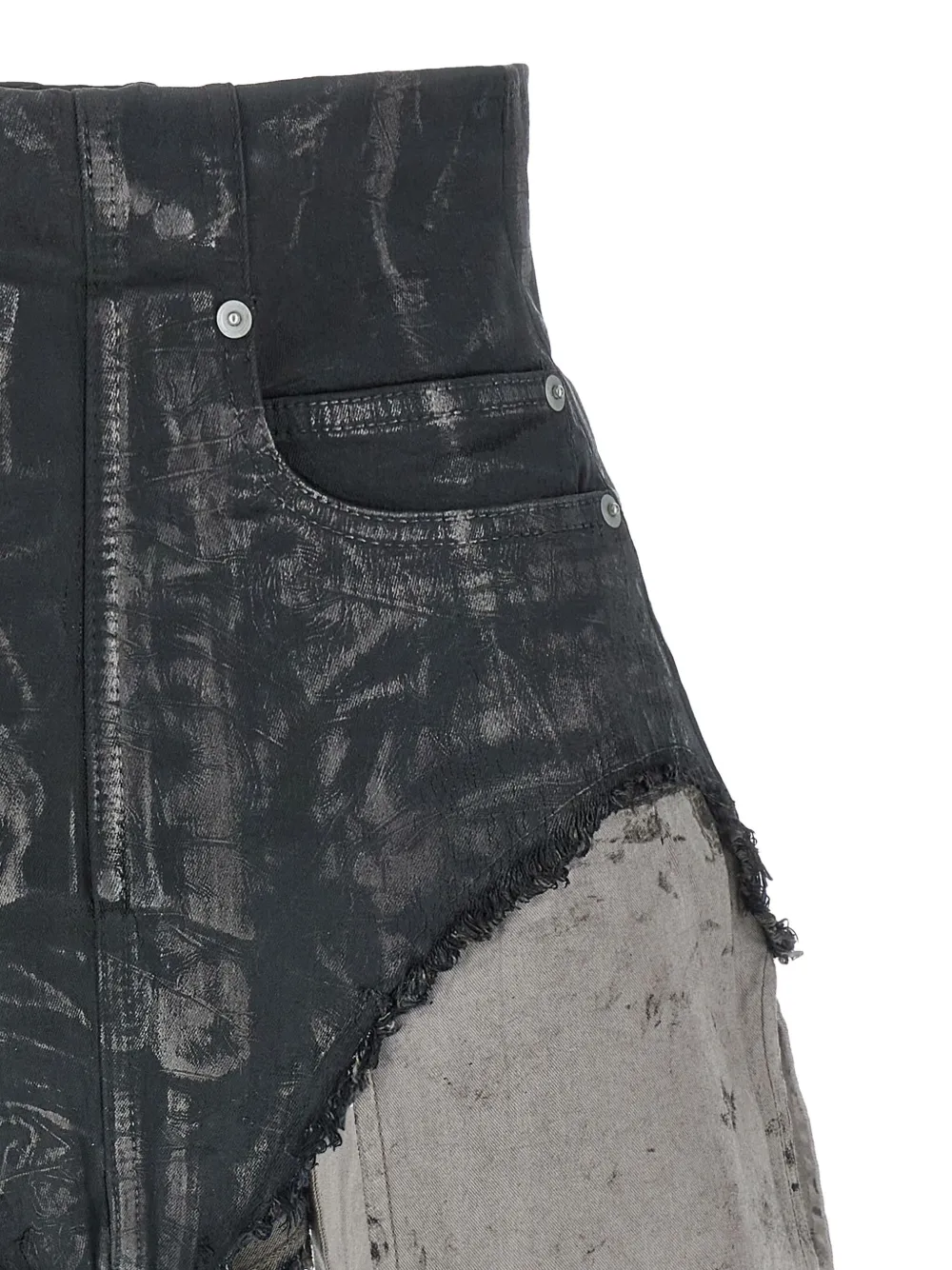 Rick Owens Drkshdw Dirt Cutoffs Coated Frayed Shorts In Blue