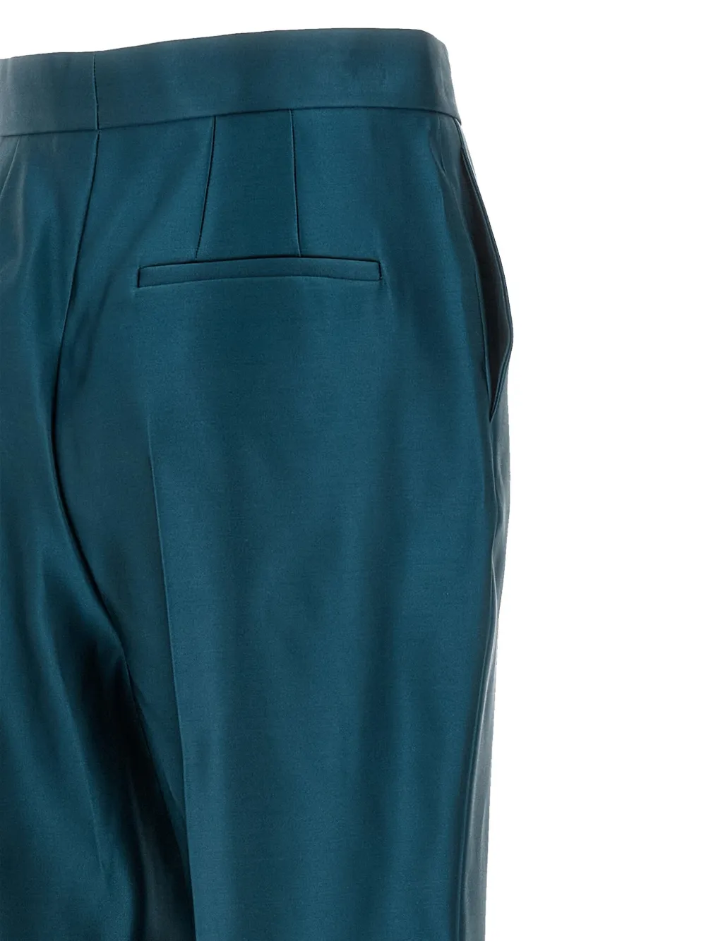 Fendi Satin Pleated Trousers Featuring Pockets In Blue