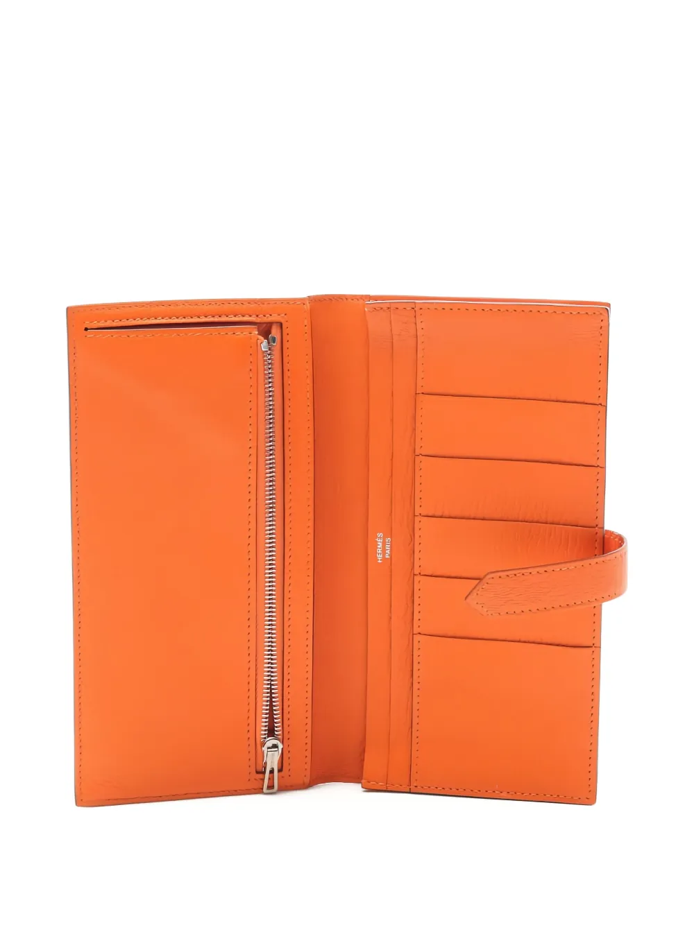 Pre-owned Hermes 2023 Bearn Soufflet Bi-fold Long Wallet In Orange