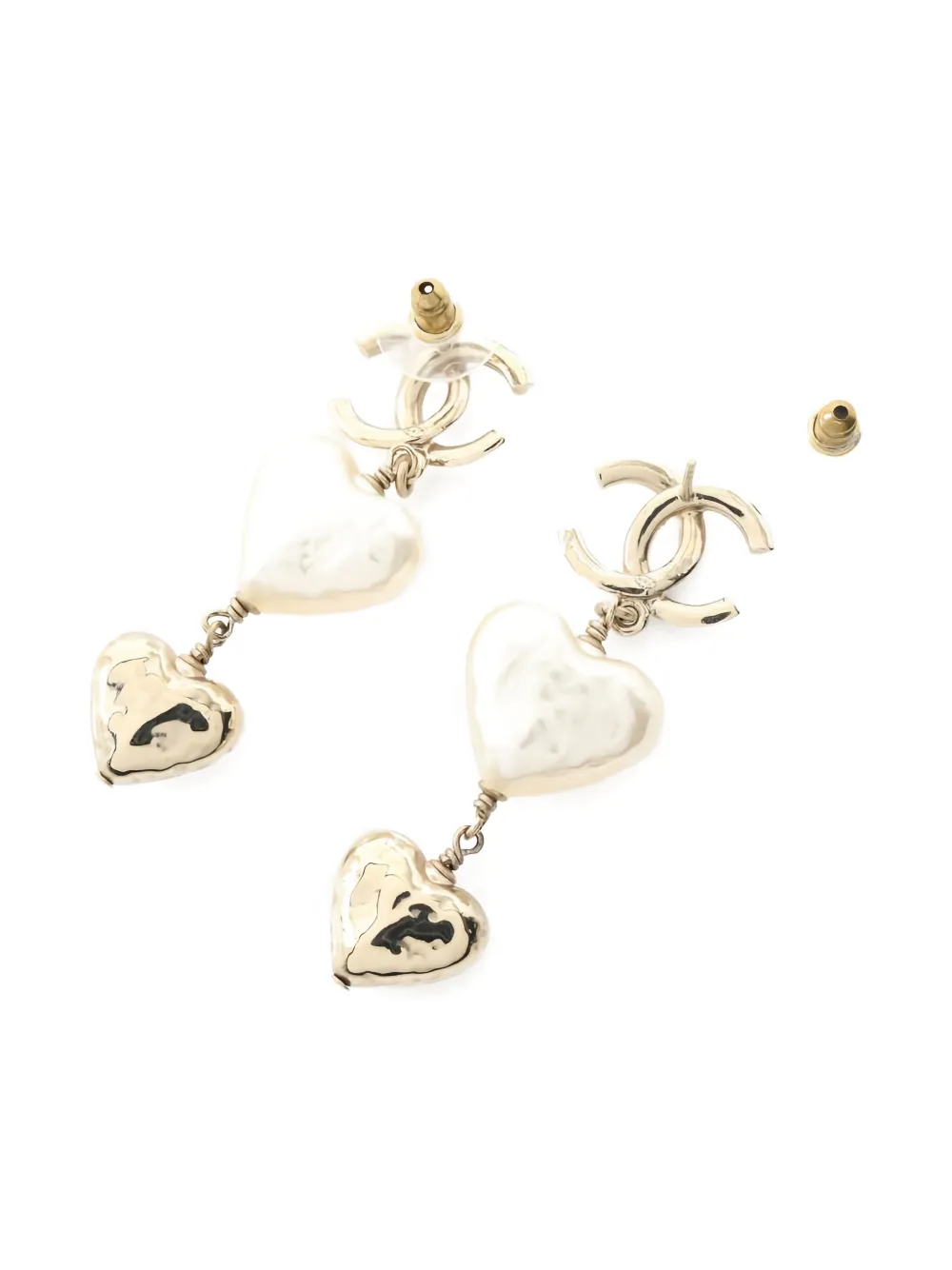 CHANEL Pre-Owned 1986-1988 heart-shaped pearl-embellishd earrings | Image 2