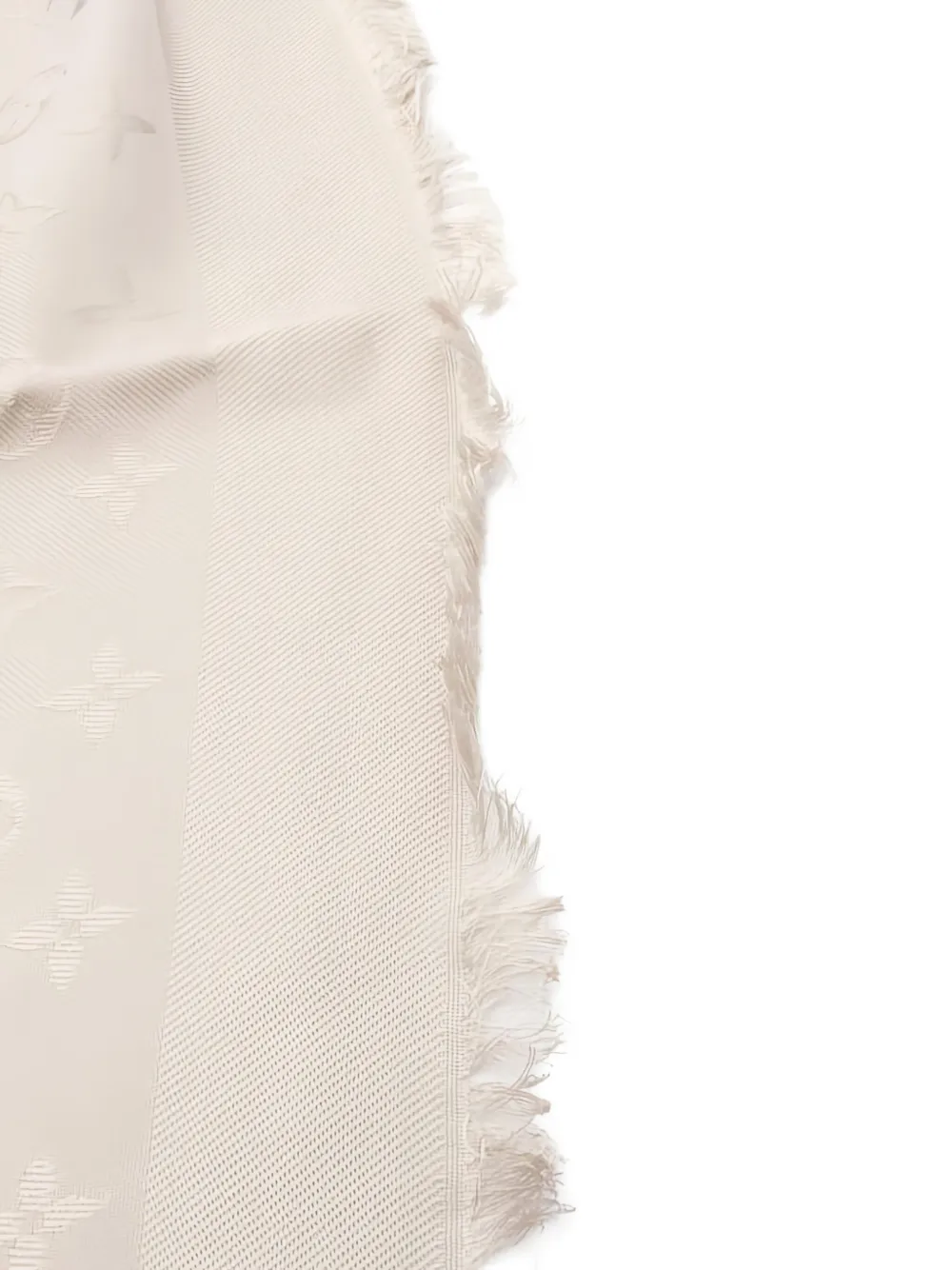 Pre-owned Louis Vuitton 2017 Greige Stall Monogram Fringed Scarf In Neutral