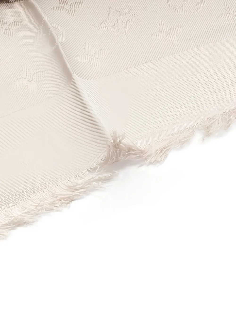 Pre-owned Louis Vuitton 2017 Greige Stall Monogram Fringed Scarf In Neutral