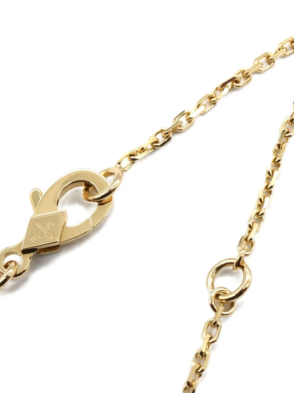 Pre-owned Van Cleef & Arpels 18k Yellow Gold Alhambra Diamond And Pearl Necklace