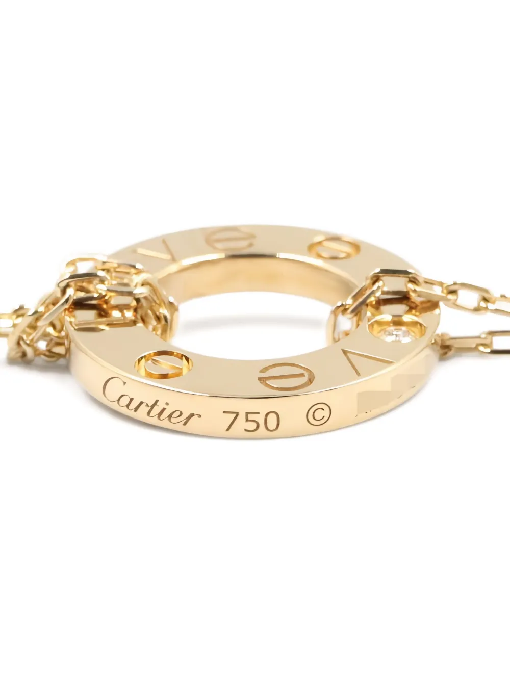 Pre-owned Cartier 10s 18k Yellow Gold Diamons Love Circle Bracelet