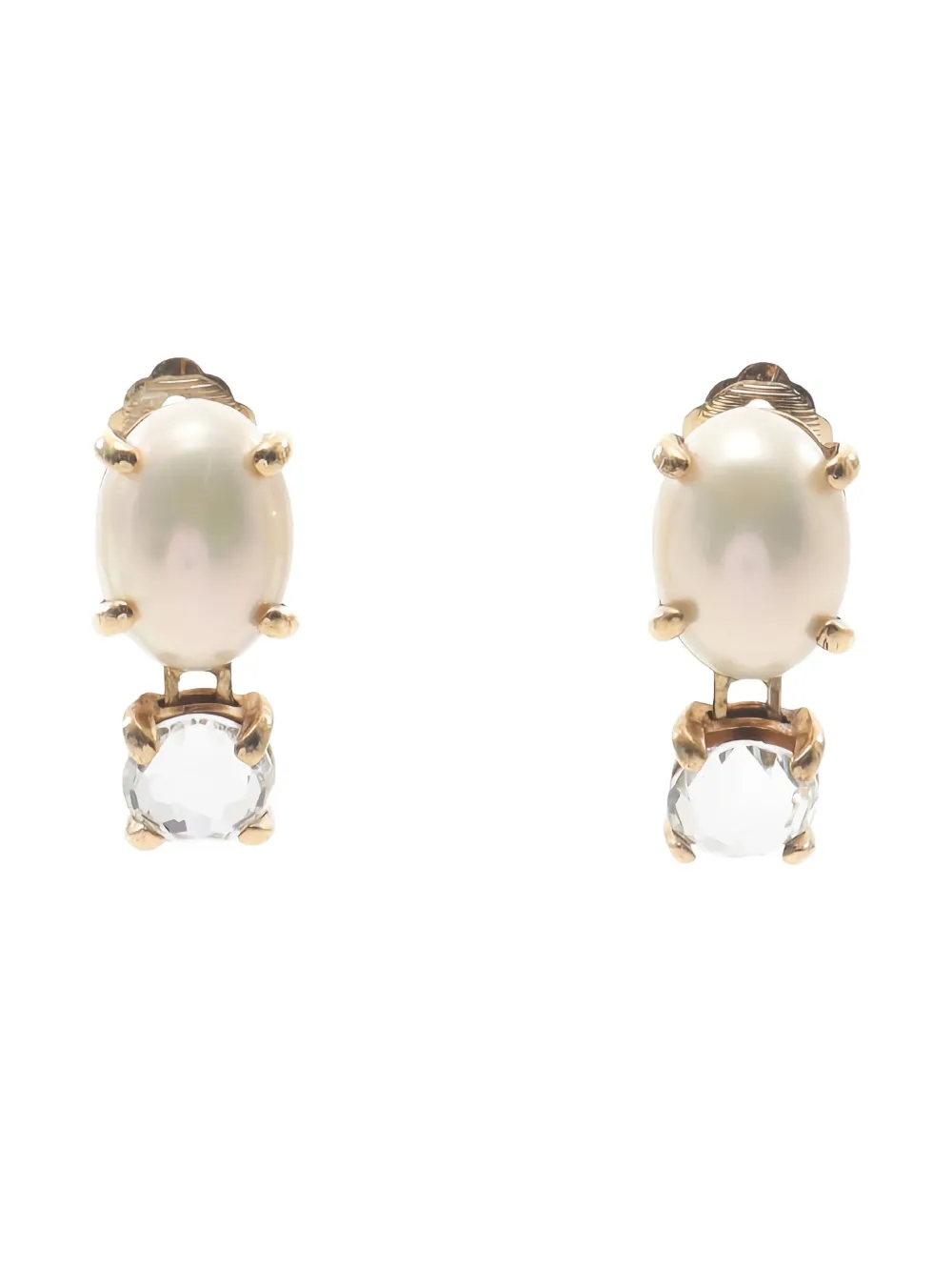 Christian Dior Pre-Owned 00s pearl crystal-embellished earrings - Christian Dior Pre-Owned 00s pearl crystal-embellished earrings -