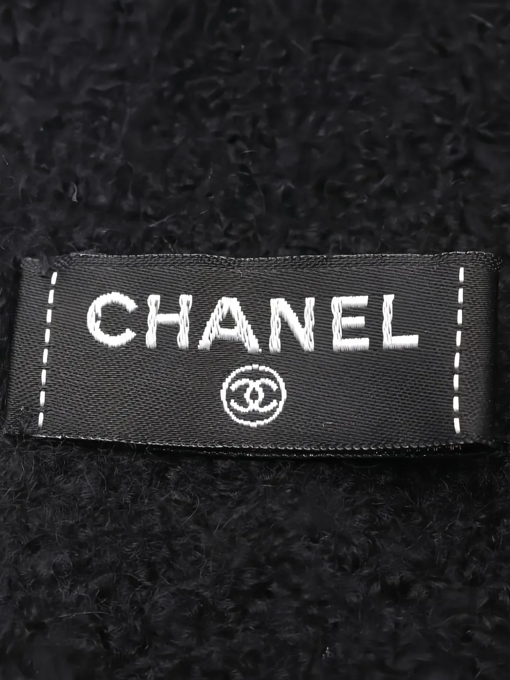Pre-owned Chanel Coco Mark Cashmere Blend Scarf In Black