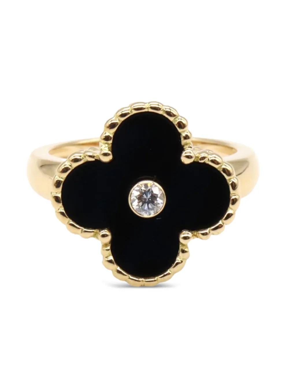 Van Cleef & Arpels Pre-Owned 18K yellow gold Alhambra diamond and onyx Van Cleef & Arpels Pre-Owned 18K yellow gold Alhambra diamond and onyx