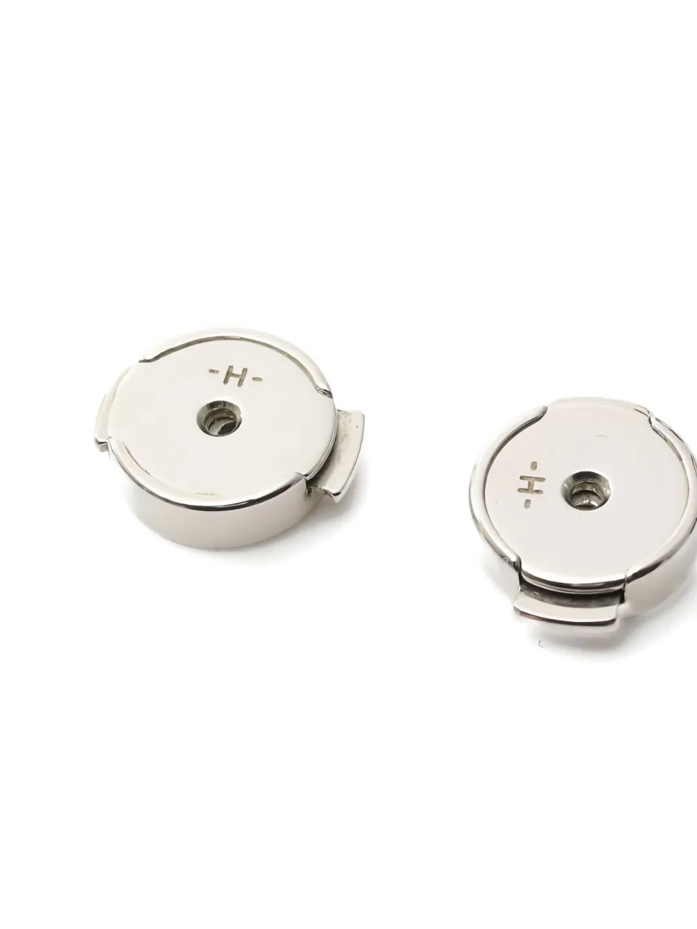Pre-owned Hermes 10s H-cube Cage D'h Earrings In Silver