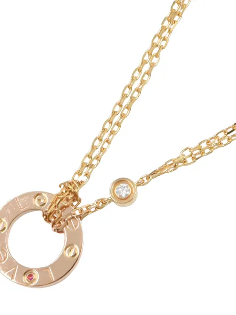 Cartier 18K rose gold Love Circle diamond and sapphire necklace
