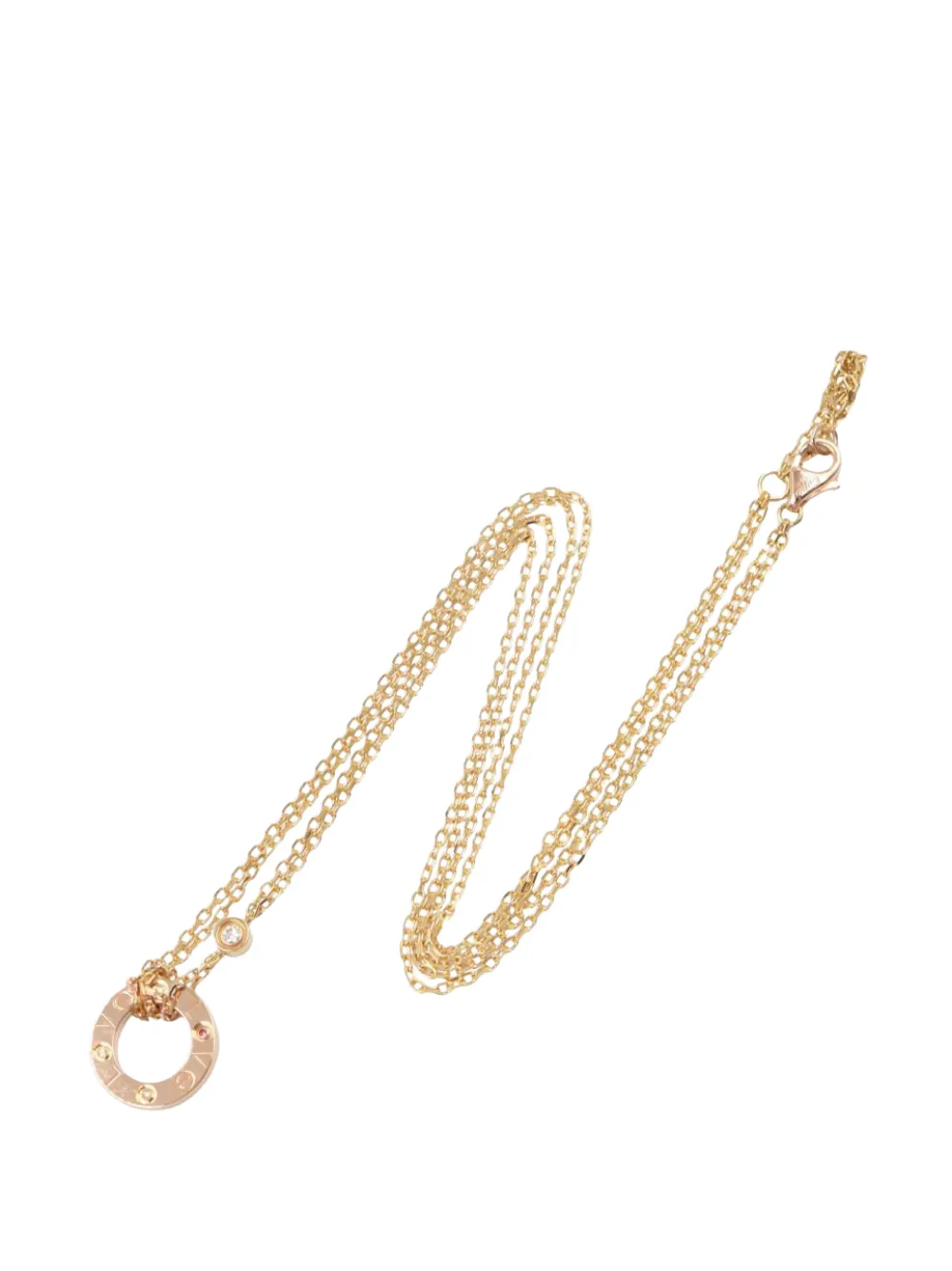 Cartier 18K rose gold Love Circle diamond and sapphire necklace