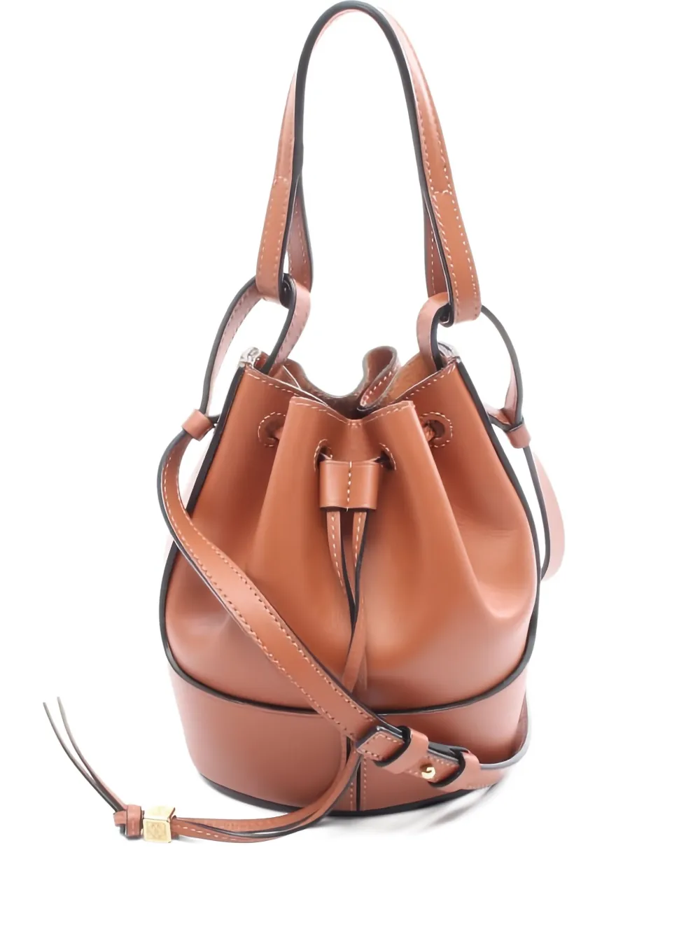 Pre-owned Loewe Mini Balloon Leather Shoulder Bag In Brown