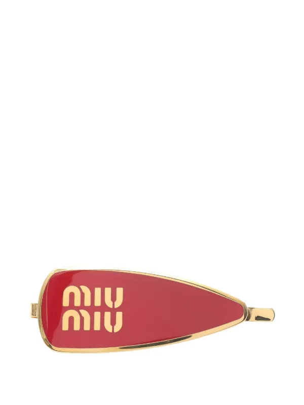 Miu Miu Pre-owned 2020s Logo Hairpin in Gold