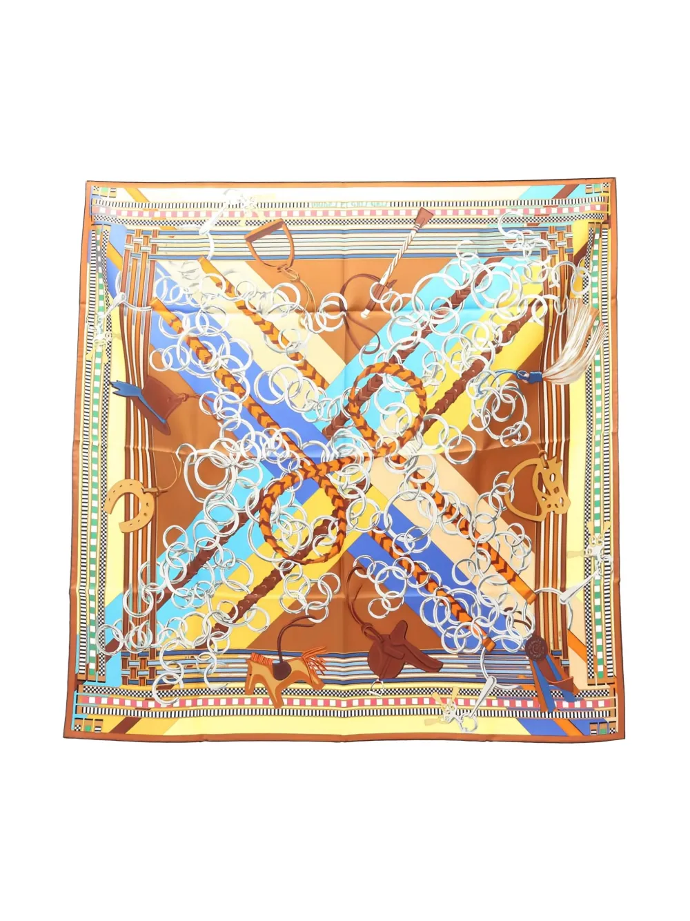 Pre-owned Hermes Brides Et Gris Scarf In Brown