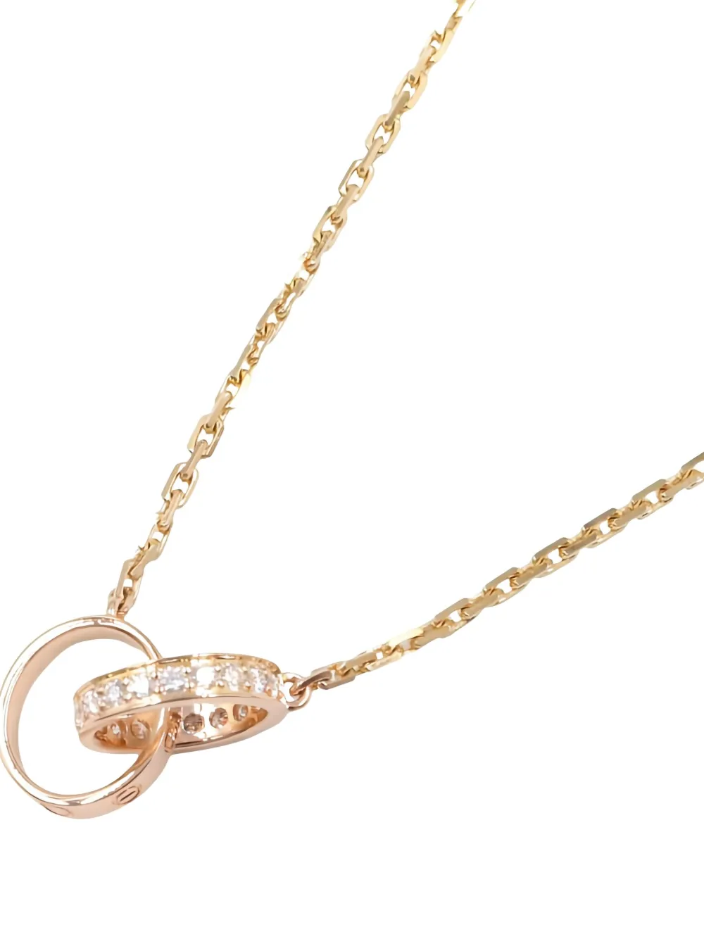 Pre-owned Cartier 18k Rose Gold Baby Love Diamond Necklace