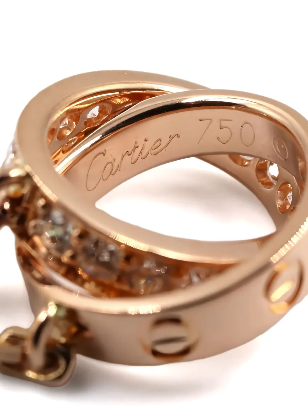 Pre-owned Cartier 18k Rose Gold Baby Love Diamond Necklace