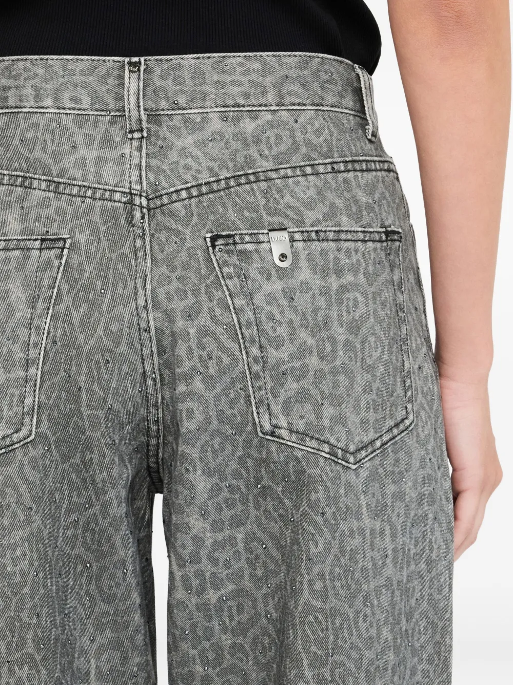 Liu •jo Animal-print Flared Trousers In Gray