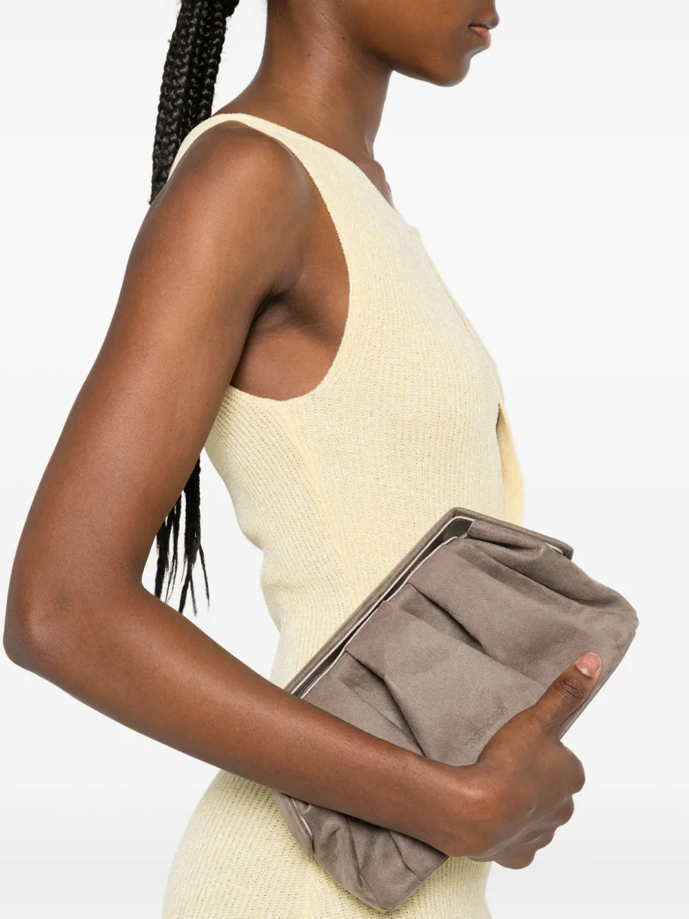 Themoirè Afrodite pleated clutch bag - Grijs