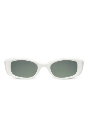 Miu Miu Eyewear Oval logo-detail Sunglasses | White | FARFETCH CA